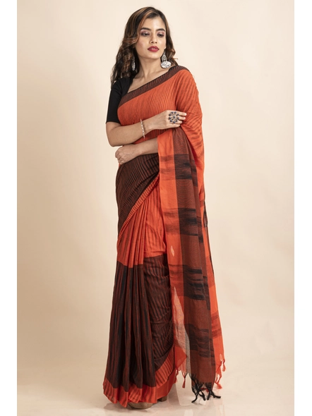 Terracotta Grace Handloom Blended Cotton Saree