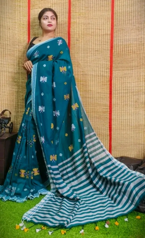 Handloom Mal Cotton Butter Fly Saree