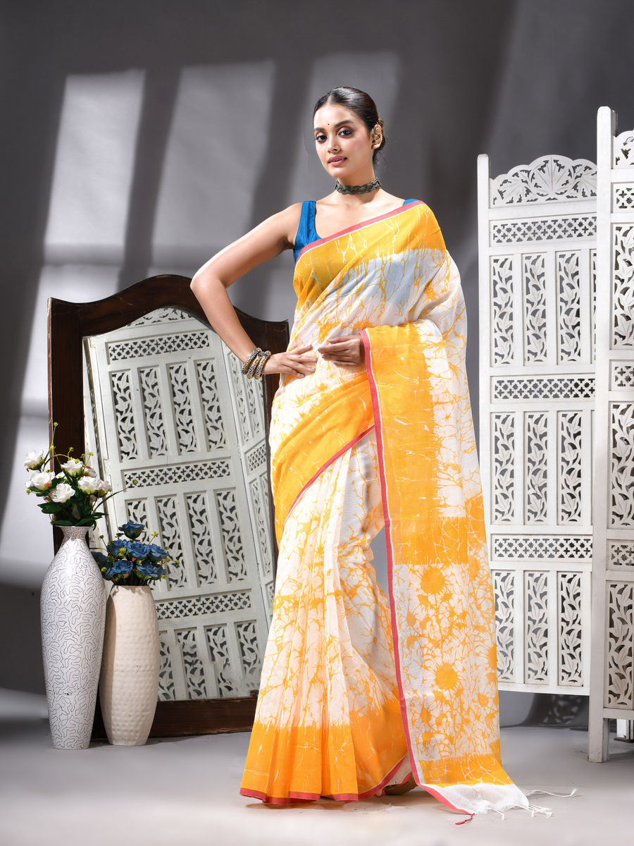 Coral Bloom Silk Cotton Printed Saree