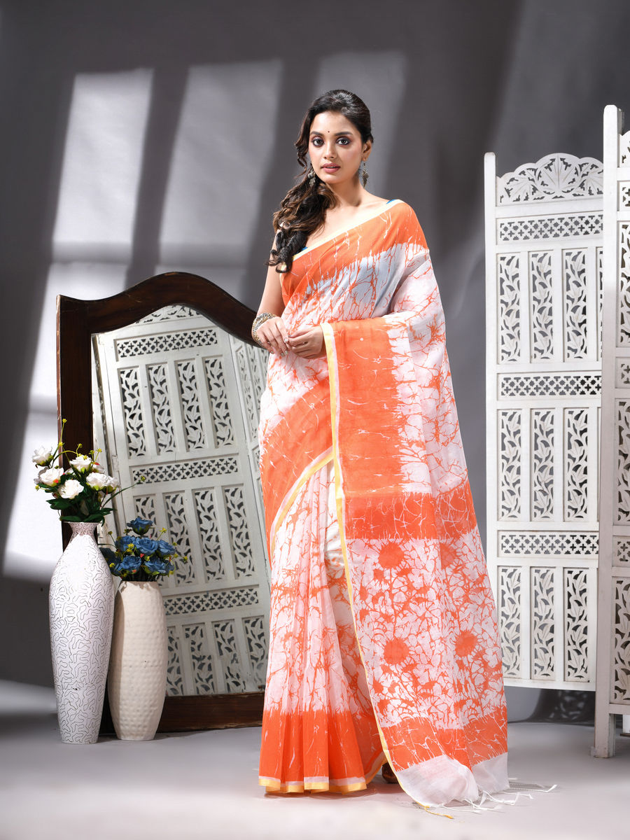 Coral Bloom Silk Cotton Printed Saree