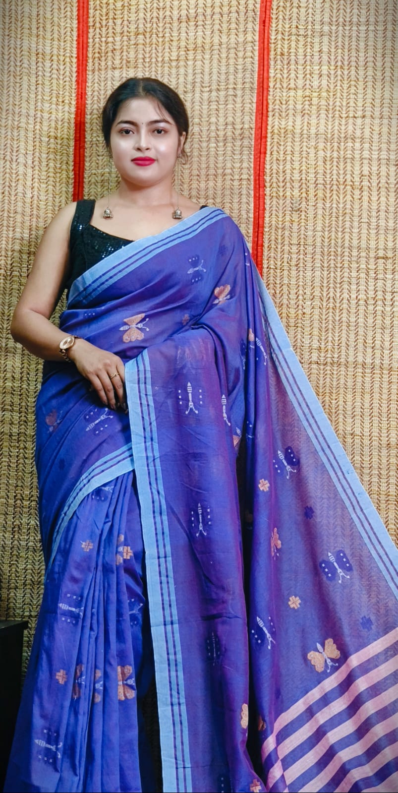 Handloom Mal Cotton Butter Fly Saree