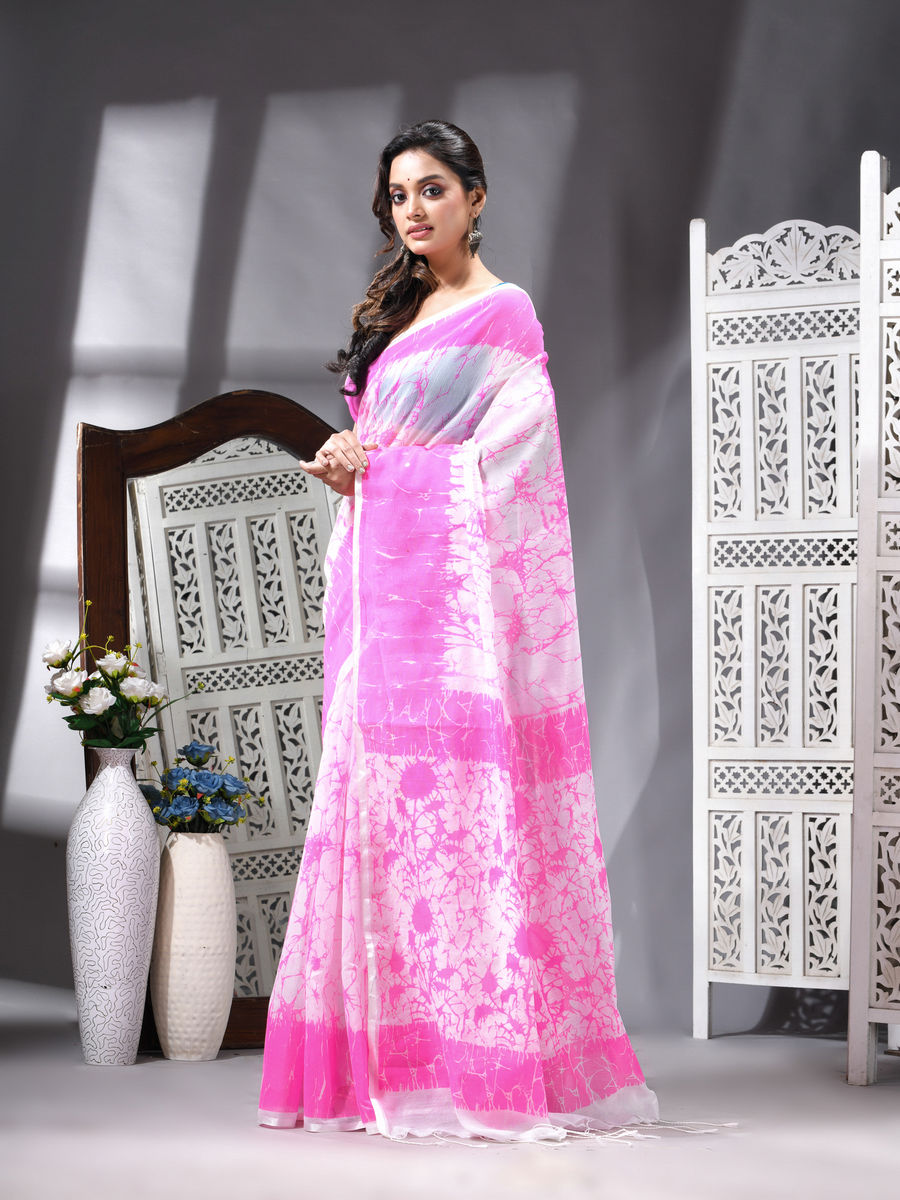 Coral Bloom Silk Cotton Printed Saree