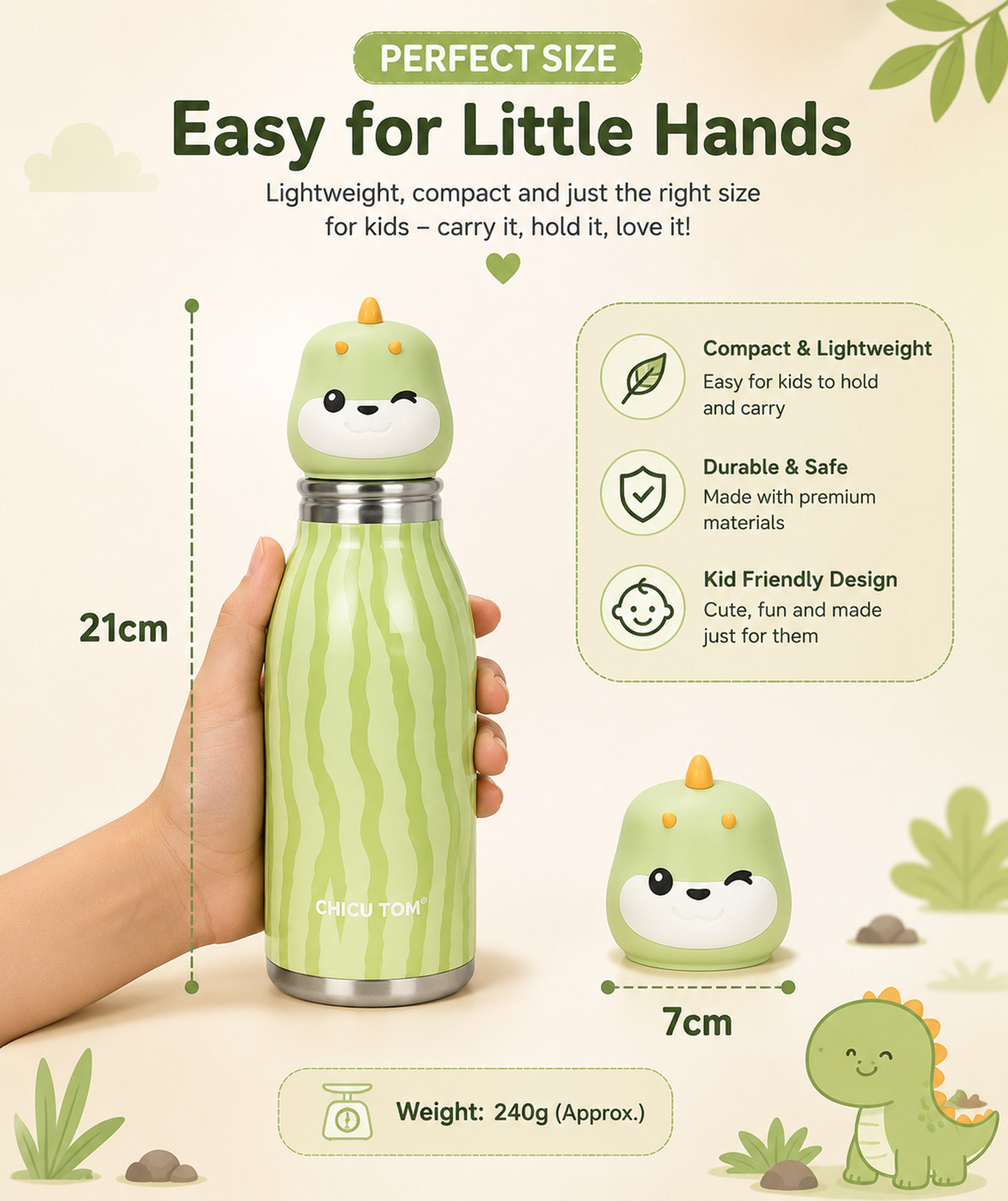 480ml Animal Sipper Water Bottle Flask ll Stainless Steel Flask ll