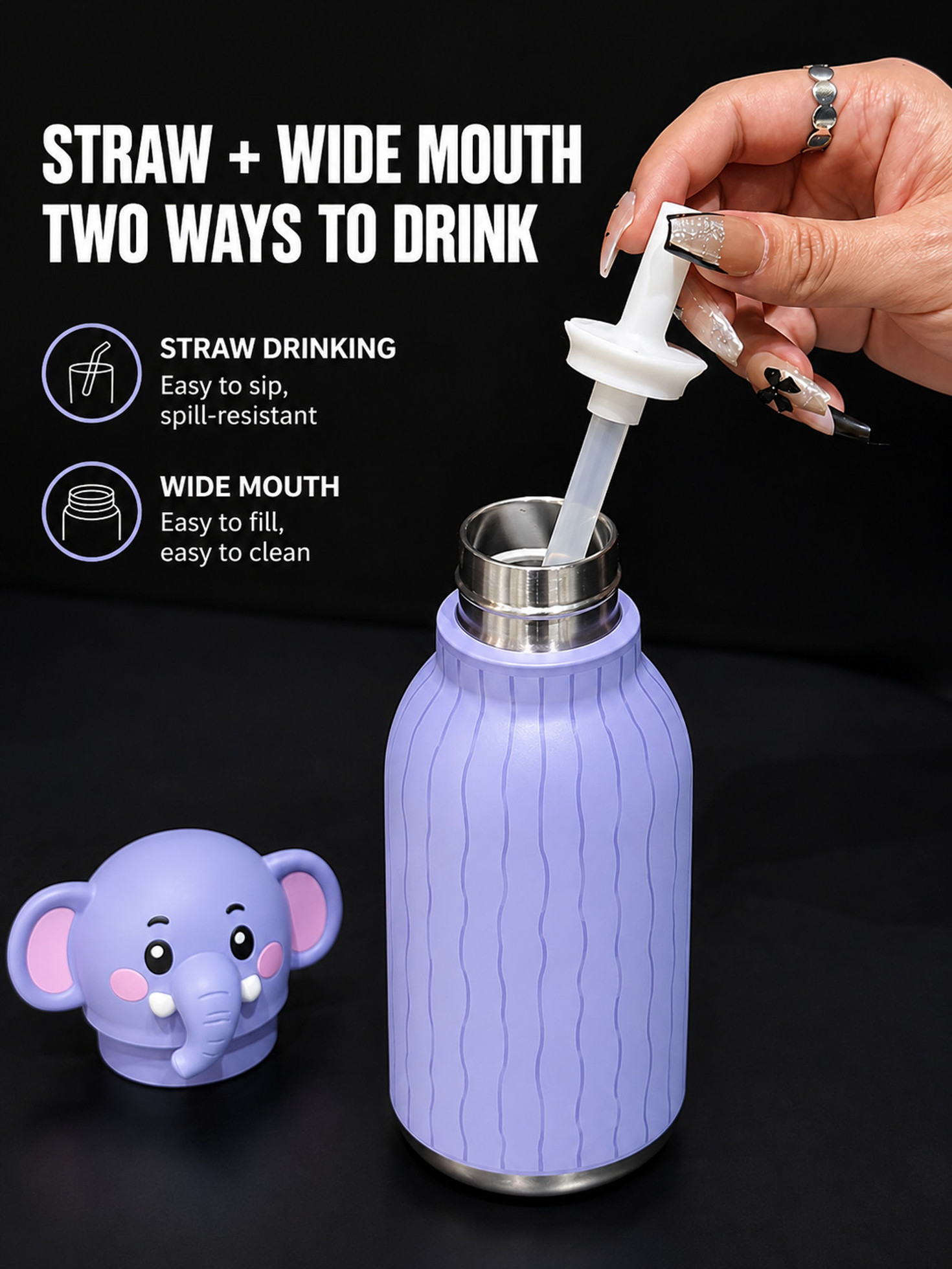 480ml Animal Sipper Water Bottle Flask ll Stainless Steel Flask ll