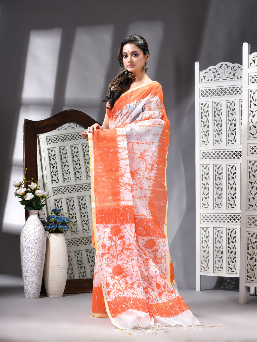 Coral Bloom Silk Cotton Printed Saree