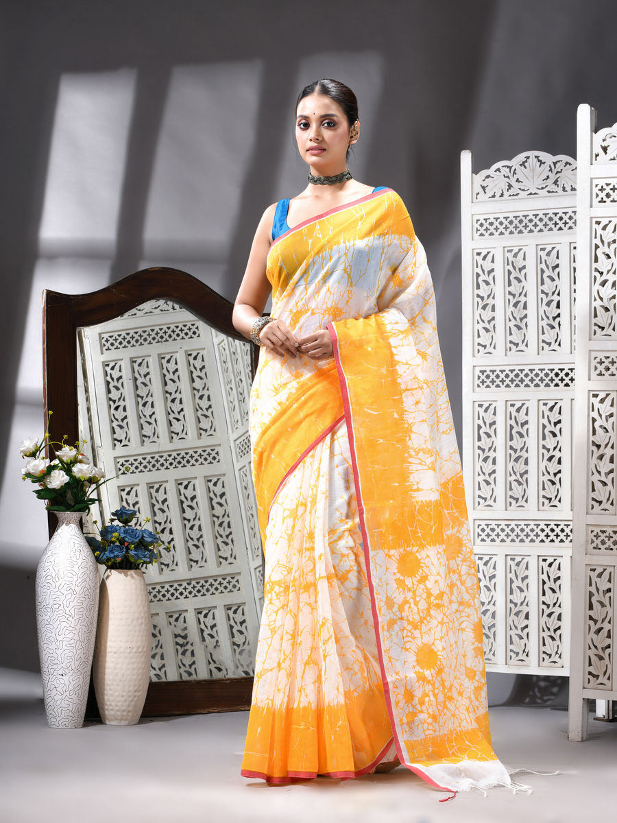 Coral Bloom Silk Cotton Printed Saree