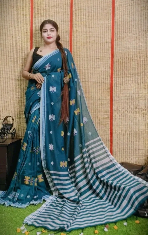 Handloom Mal Cotton Butter Fly Saree