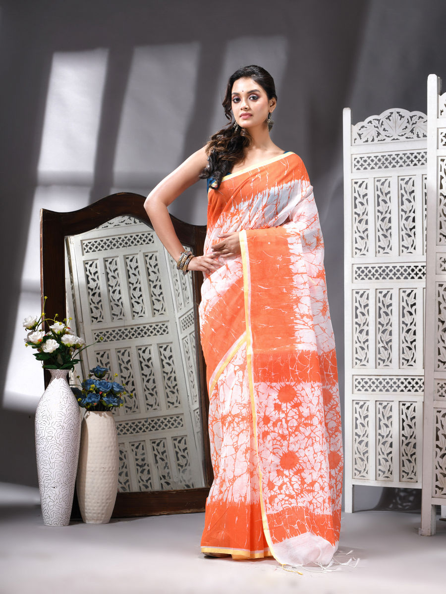 Coral Bloom Silk Cotton Printed Saree