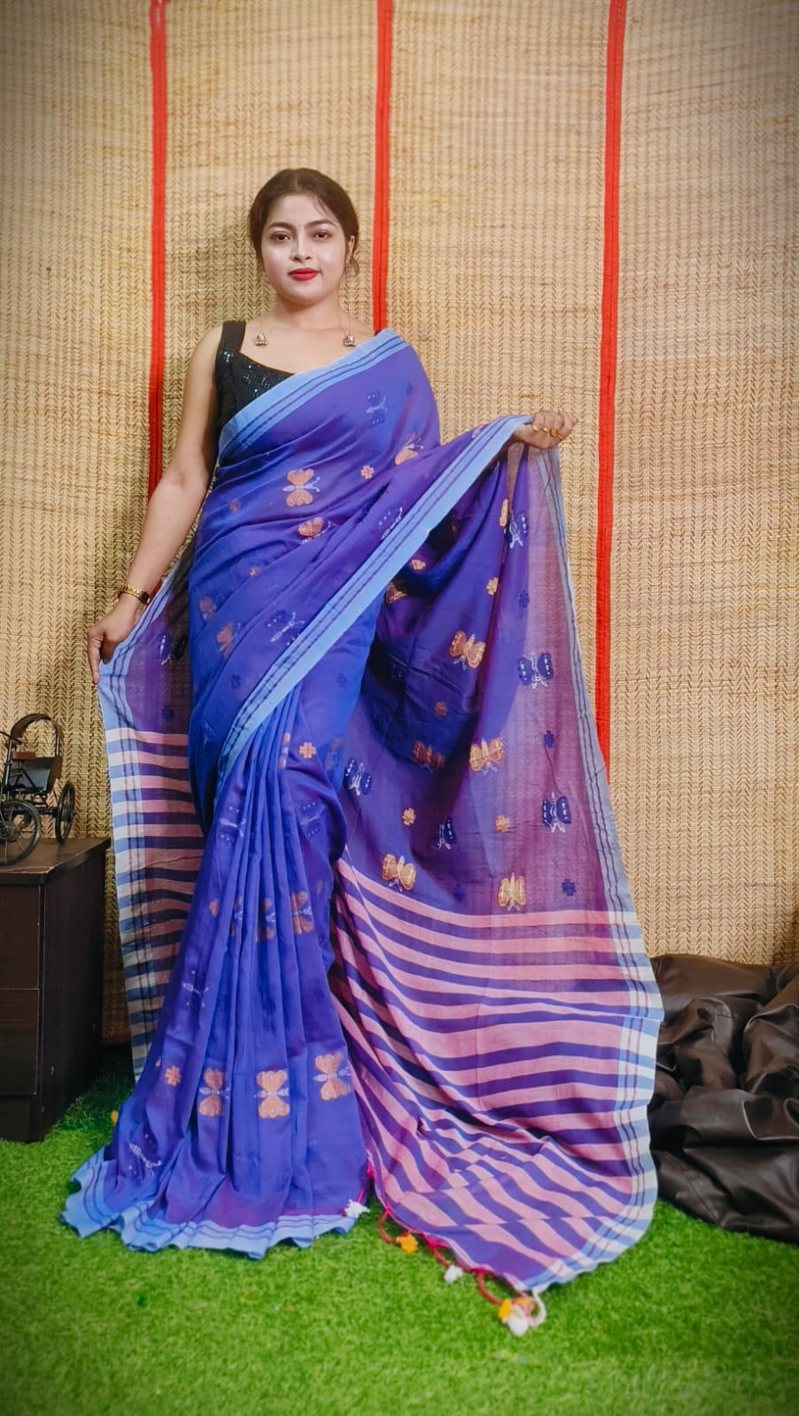 Handloom Mal Cotton Butter Fly Saree