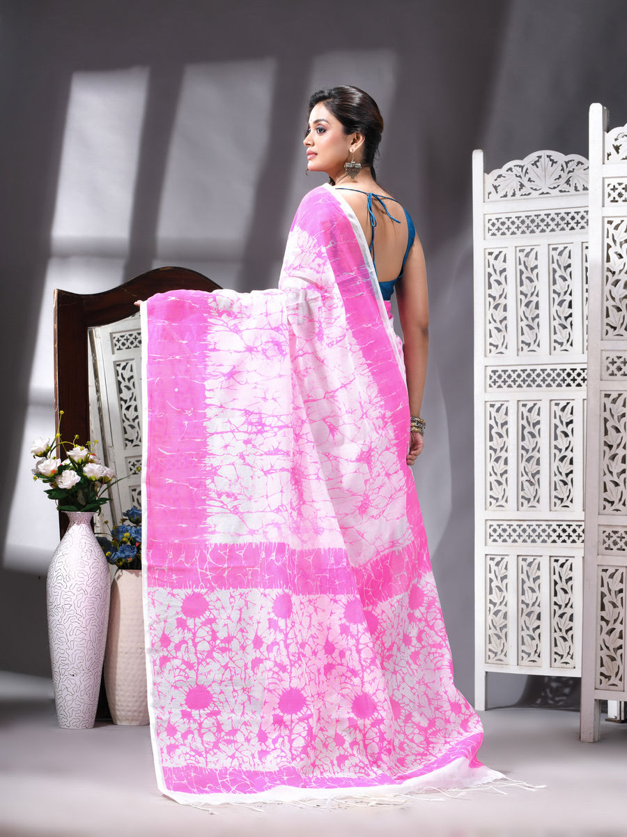 Coral Bloom Silk Cotton Printed Saree