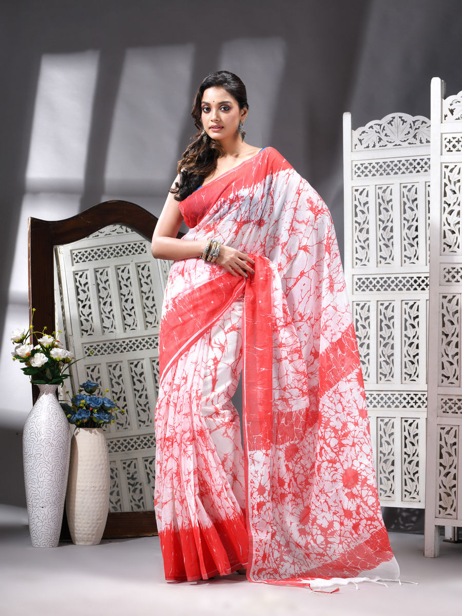 Coral Bloom Silk Cotton Printed Saree