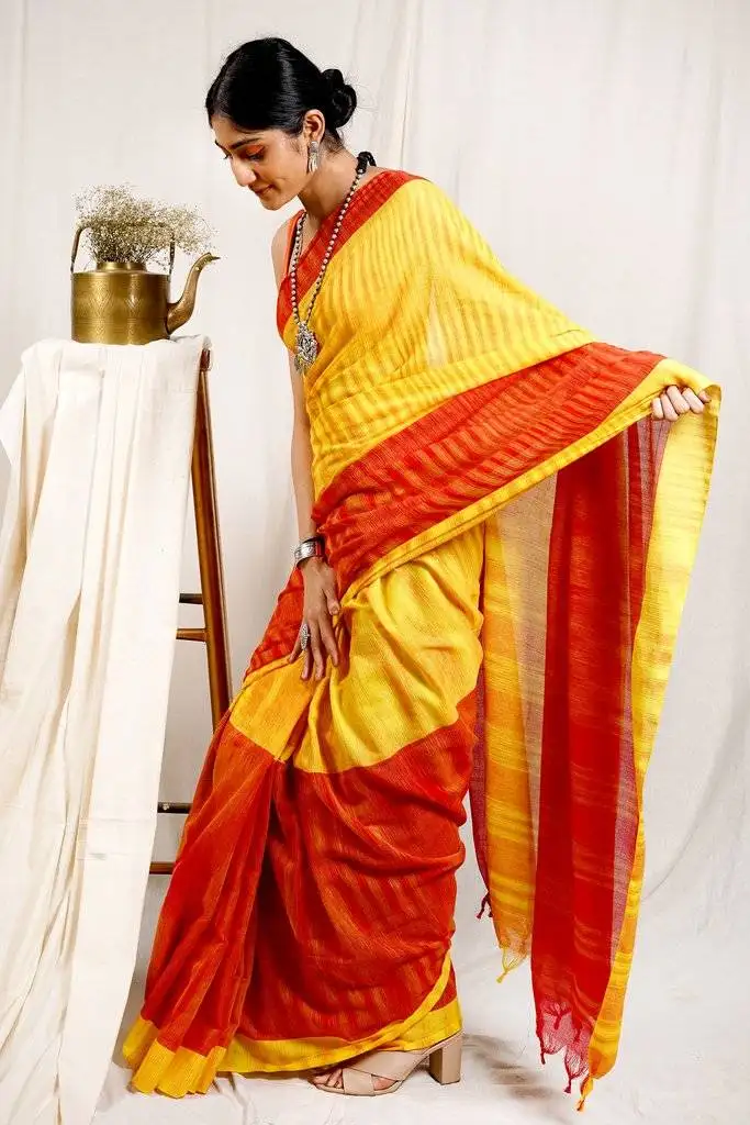 Terracotta Grace Handloom Blended Cotton Saree
