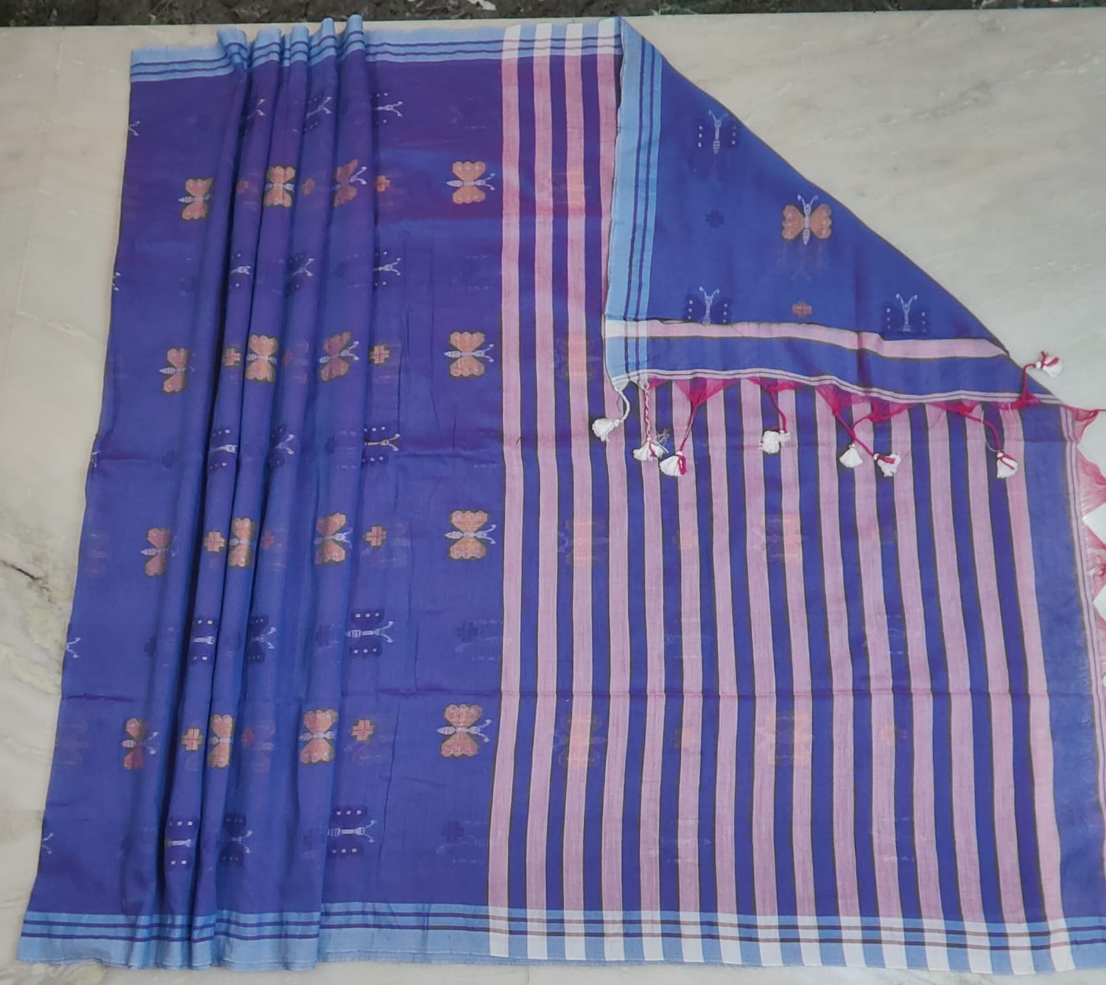 Handloom Mal Cotton Butter Fly Saree