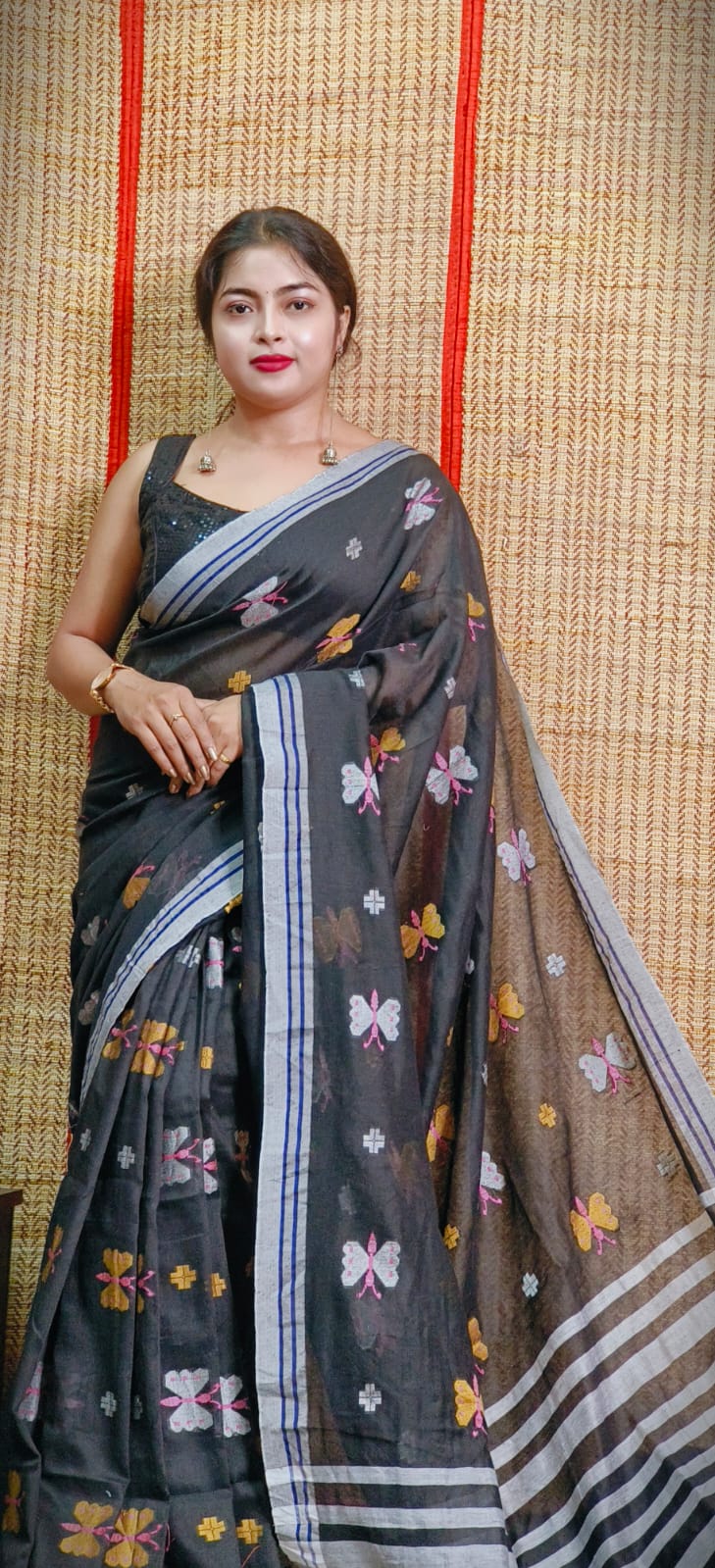 Handloom Mal Cotton Butter Fly Saree