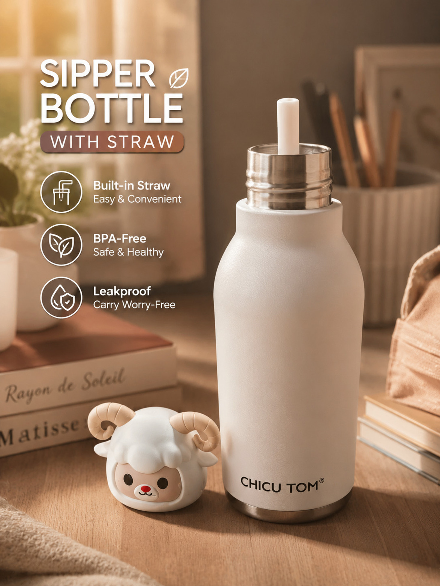 480ml Animal Sipper Water Bottle Flask ll Stainless Steel Flask ll