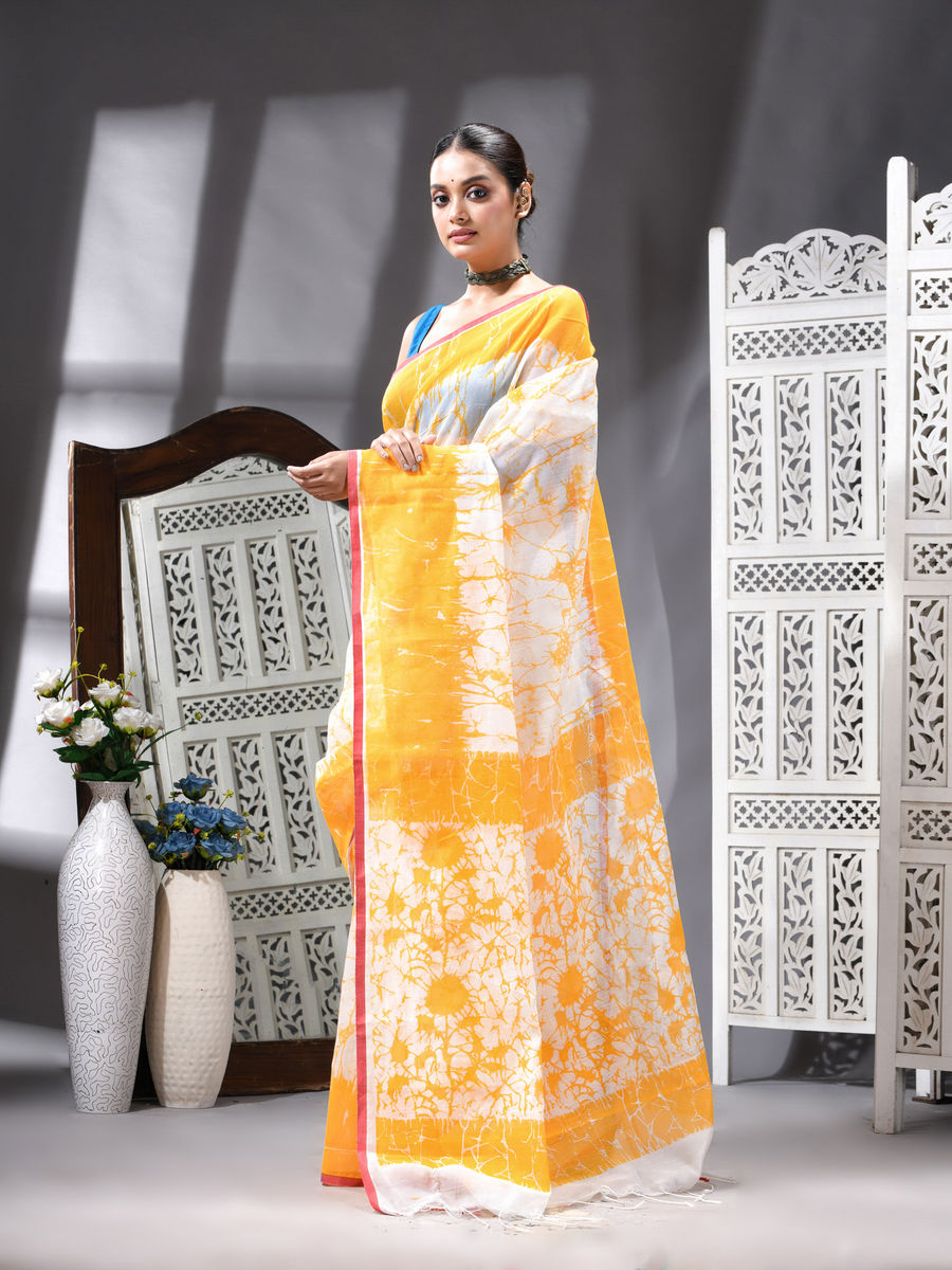 Coral Bloom Silk Cotton Printed Saree