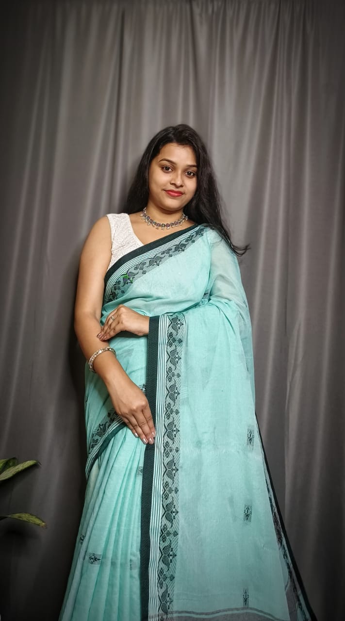 Handloom Sea Green Khadi Cotton Saree