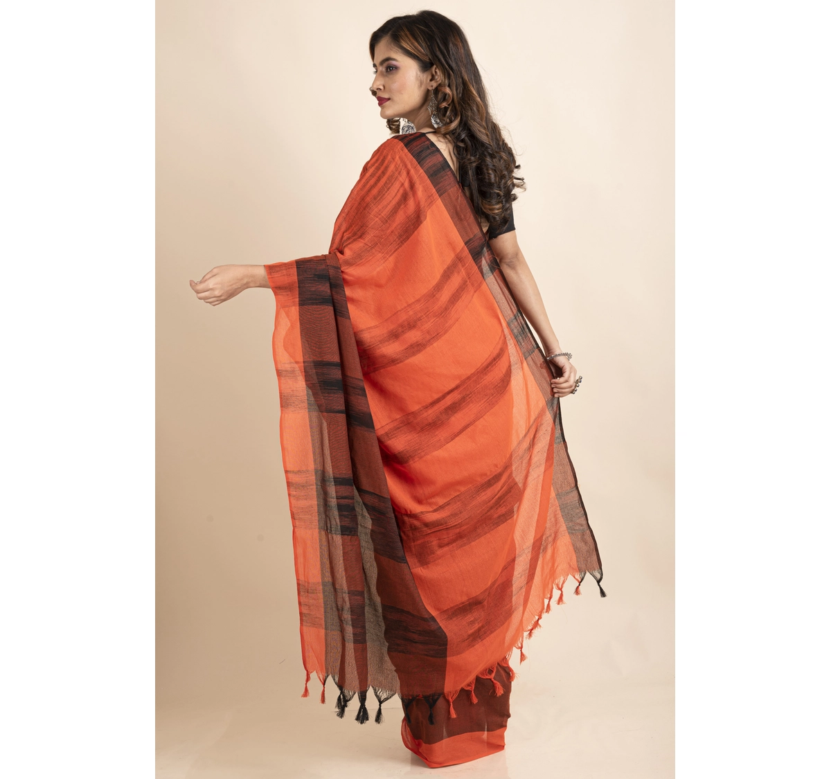Terracotta Grace Handloom Blended Cotton Saree