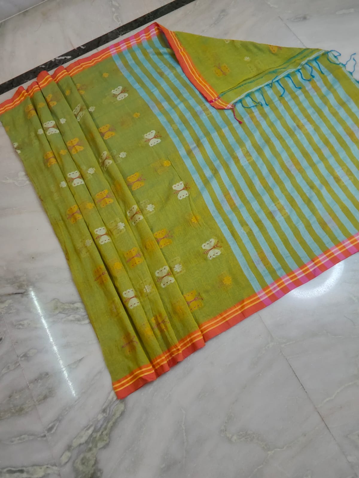 Handloom Mal Cotton Butter Fly Saree