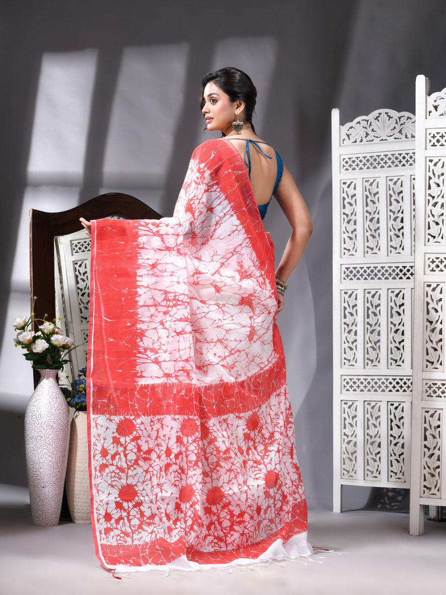 Coral Bloom Silk Cotton Printed Saree