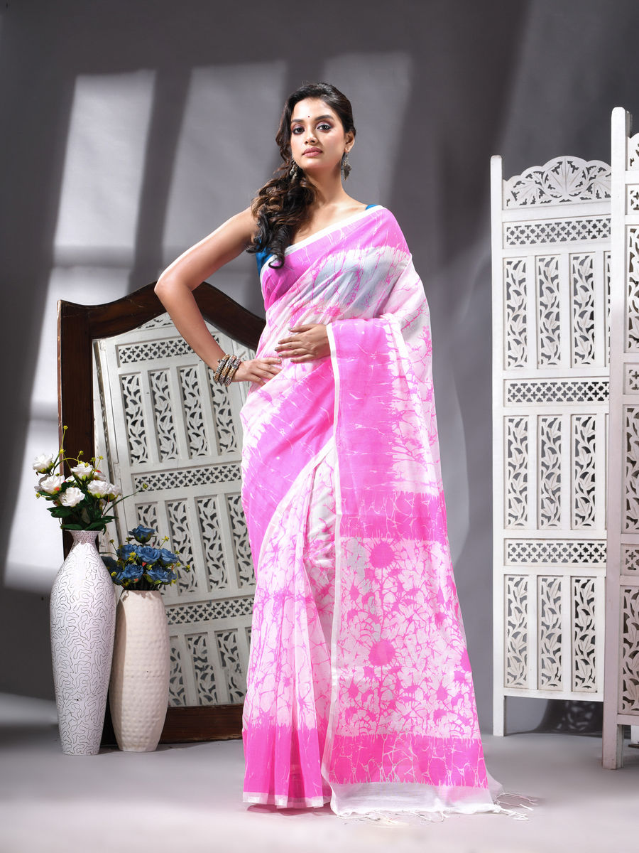 Coral Bloom Silk Cotton Printed Saree