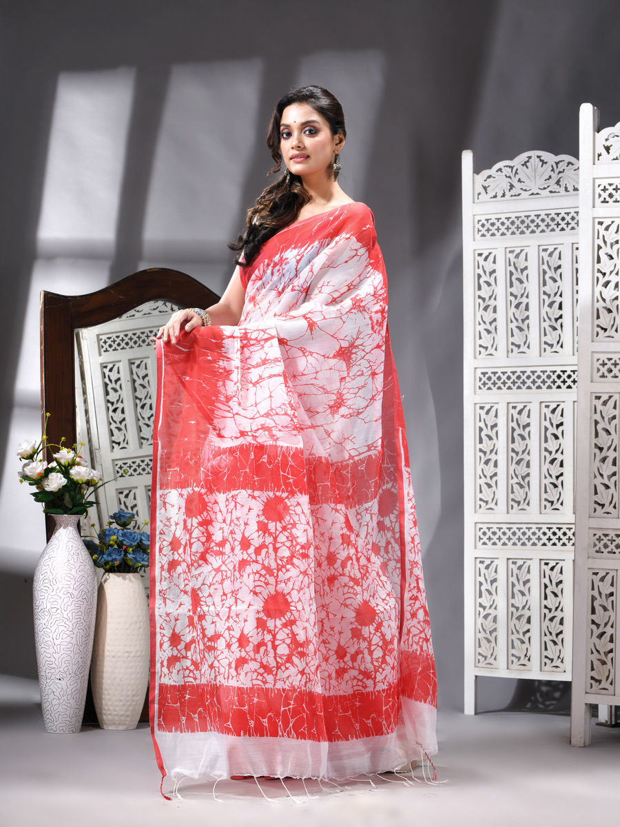 Coral Bloom Silk Cotton Printed Saree