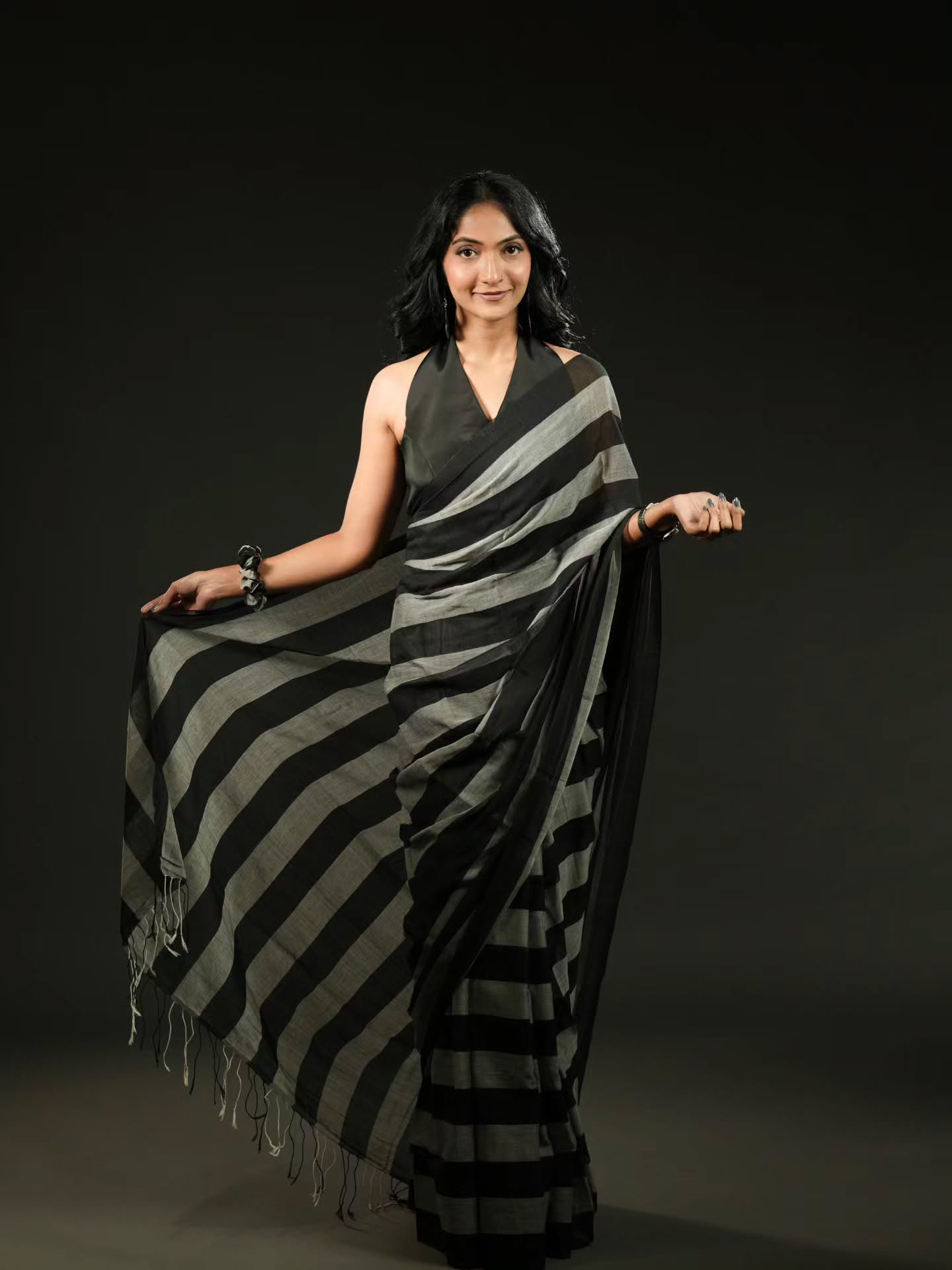 Handloom Mal Cotton Strip Saree