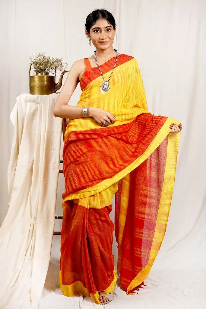 Terracotta Grace Handloom Blended Cotton Saree