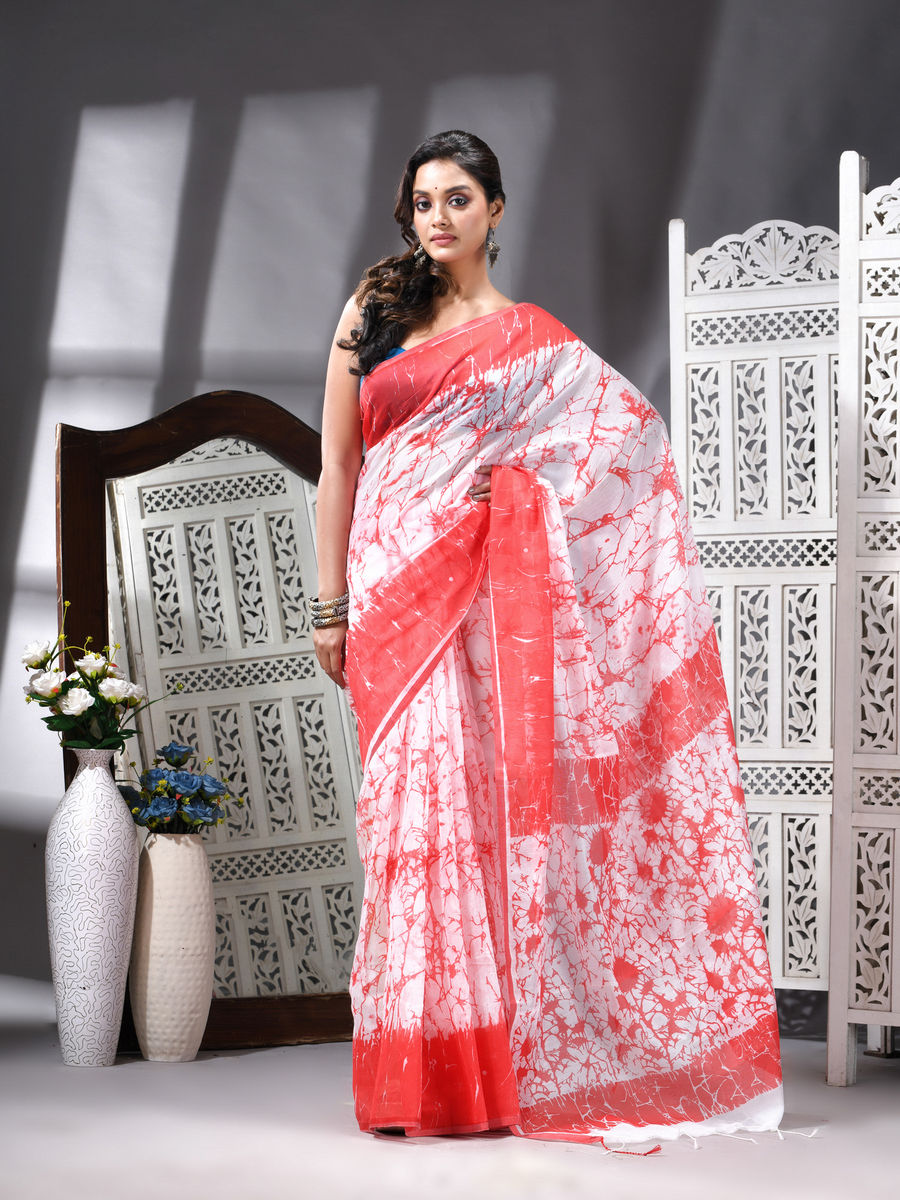Coral Bloom Silk Cotton Printed Saree
